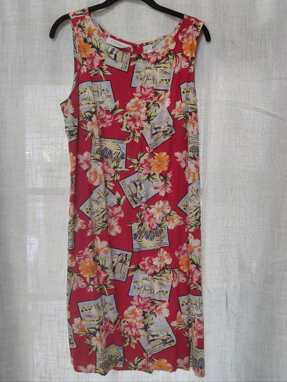 Vintage Liz Claiborne Hawaiian Floral Mini Dress, L, Summer Shift